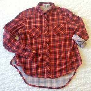 Eden & Olivia Flannel Red Plaid Long Sleeve L
